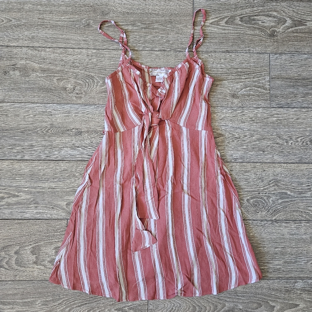 Band of Gypsies Dusty Coral & Ivory Striped Sweetheart Mini Dress